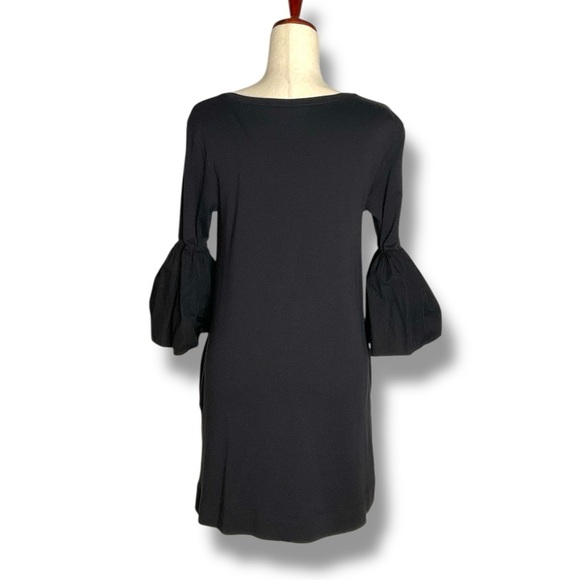 Peruvian Connection Black Boatneck Flare Cuff Knee Length Dress Size Small - Picture 4 of 8